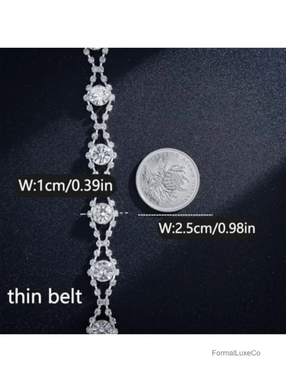 Rhinestone Waist Chain Silver Crystal Waistband Belt Women Hook Buckle